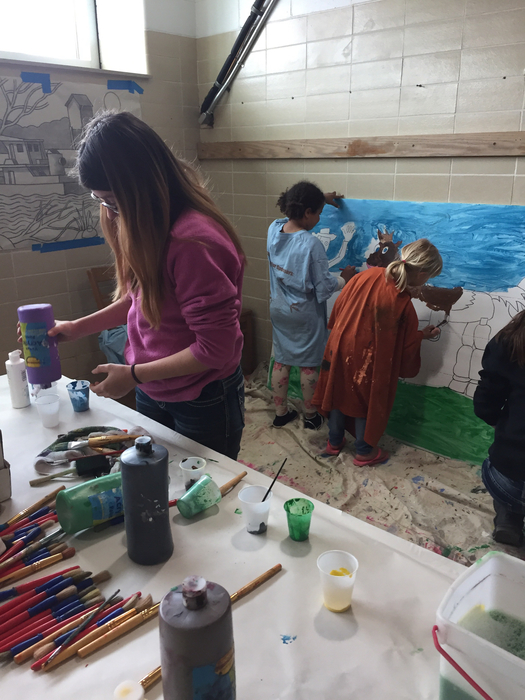 Students painting 