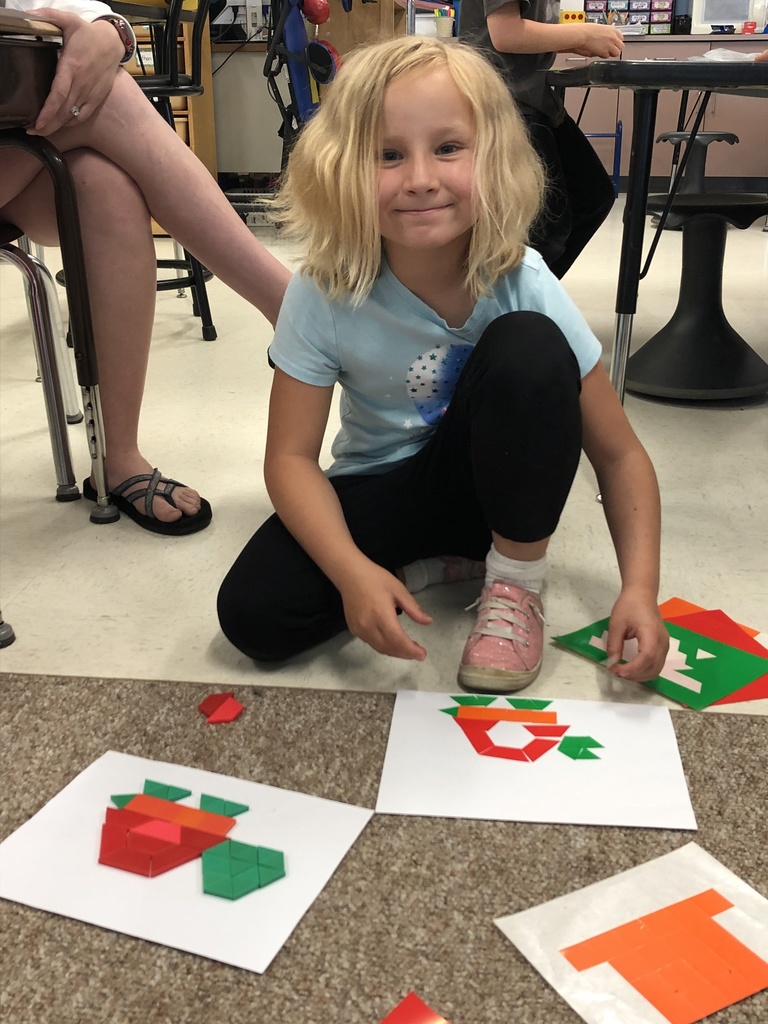 Math Superheroes Creating with Pattern Blocks. We had so much fun learning during Summer School!