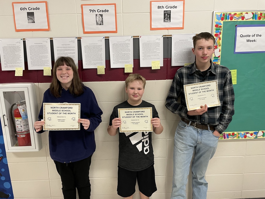 Middle School Student of the Month - December